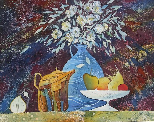 «Летящие лепестки», шелк, батик, 60х75, 2010г.