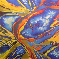«Берег мечты», шелк, батик, 90х90, 2010г.
