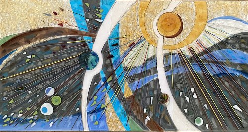 «Мелодия солнца», цв. стекло, фьюзинг, 45х85, 2023г.
