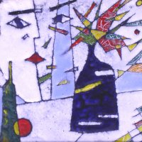 «Дуэт», медь, горячая эмаль, 13х17, 2004г.