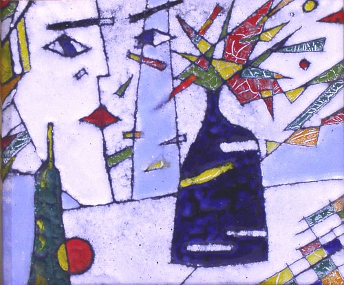 «Дуэт», медь, горячая эмаль, 13х17, 2004г.