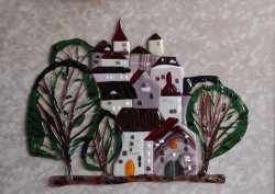 «Старый город», цв. стекло, фьюзинг, 60х70, 2014г.