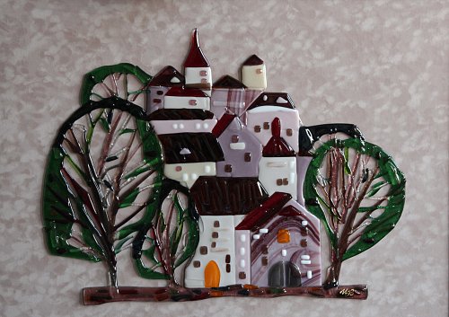 «Старый город», цв. стекло, фьюзинг, 60х70, 2014г.