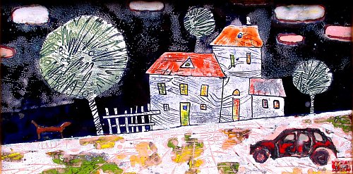 «Старое авто», медь, горячая эмаль, 15х30, 2005г.