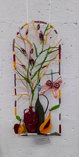 «Летнее окно», цв. стекло, 75х45, 2013г.