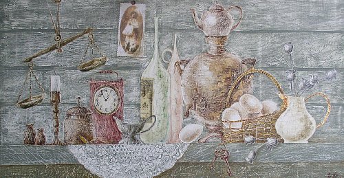 «Время и вещи», холст, акрил, масло, 50х100, 2018г.