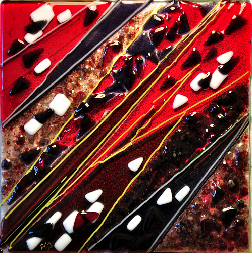 «Композиция Динамика», цв. стекло, фьюзинг, 30х30, 2013г.