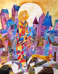 «Теплый вечер», шелк, батик, 95х80, 2005г.