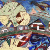 «Окраина», медь, горячая эмаль, 25х33, 2009г.
