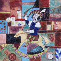 «Победитель», медь, горячая эмаль, 45х45, 2005г.