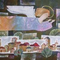 «Музыка небес», шелк, батик, 9х106, 2011г.