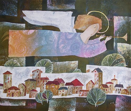 «Музыка небес», шелк, батик, 9х106, 2011г.