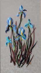«Ирисы», цв. стекло, фьюзинг, 90х50, 2018г.